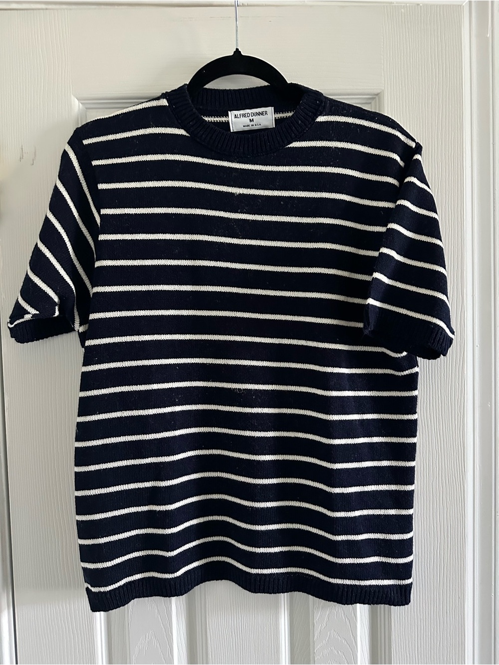 Alfred Dunner Navy & White Striped Short-Sleeve Knit Top
